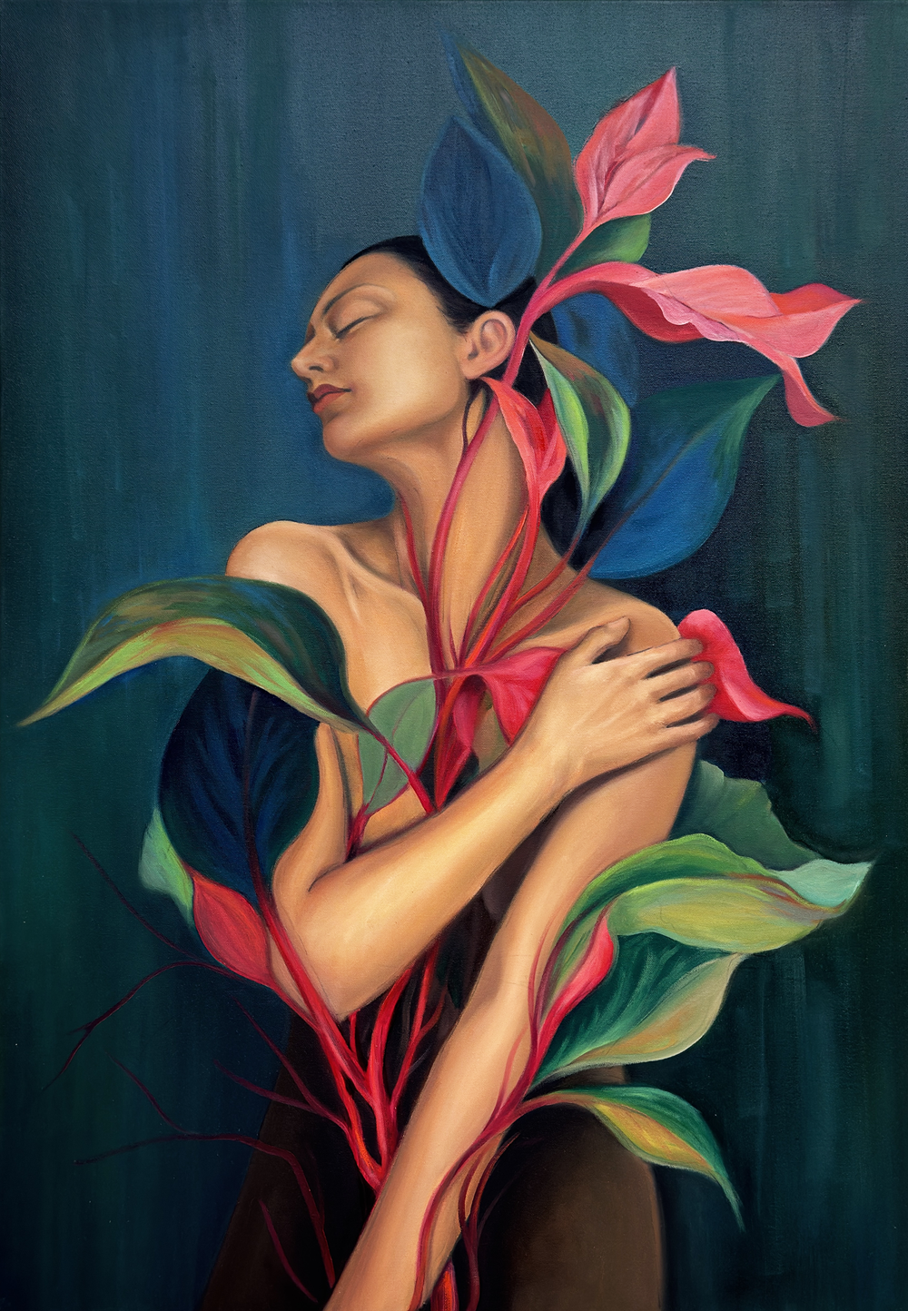 Original oil painting symbolizing renewal and new beginnings by Sekar Rajagopal.