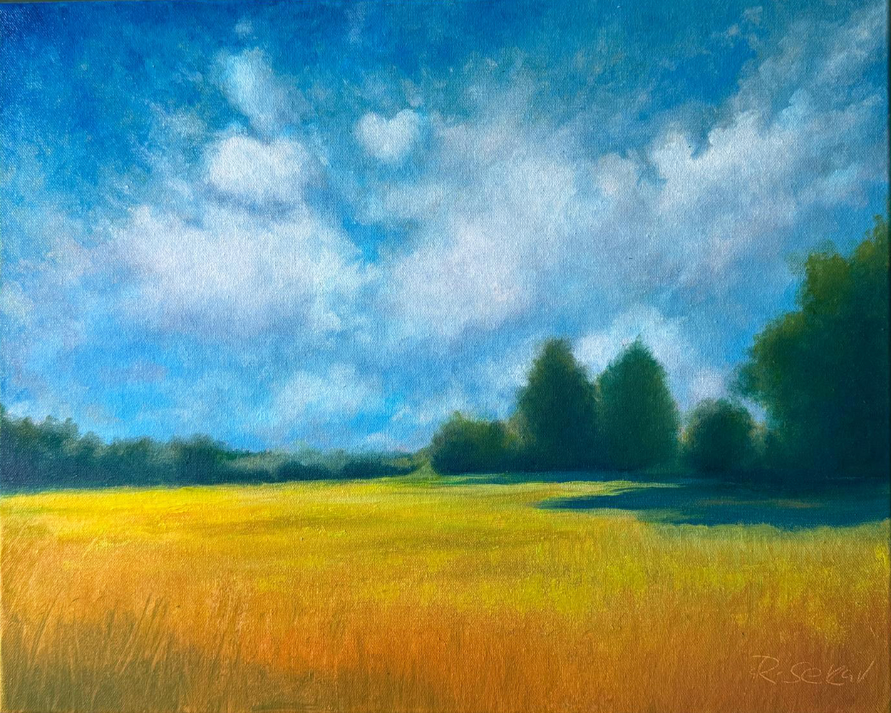 Original oil painting evoking the warmth and serenity of summer by Sekar Rajagopal.